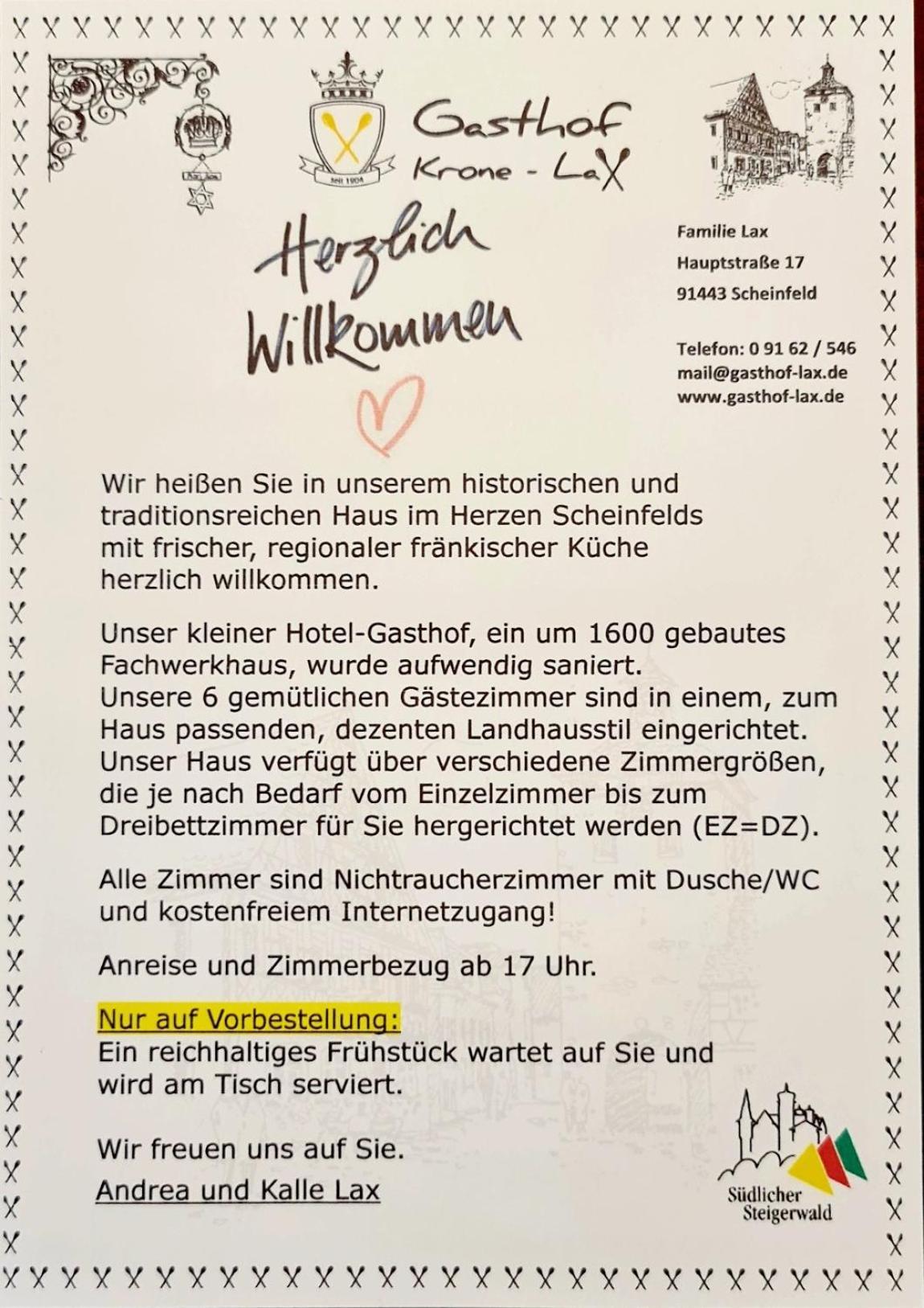 Hotel-Gasthof Krone-Lax Scheinfeld Buitenkant foto